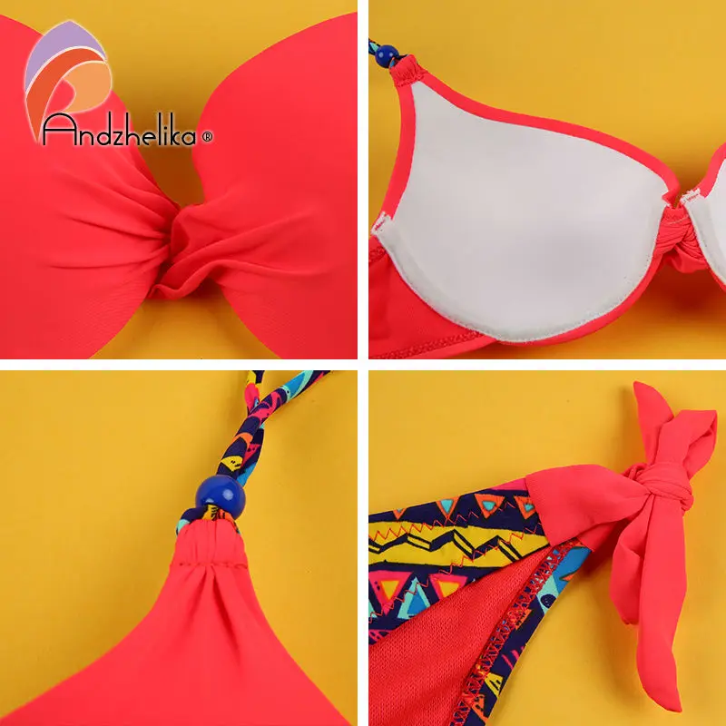 Andzhelika бикини Женская одежда для плавания Летний принт винтажное сексуальное бикини наборы купальный костюм пляжный купальный костюм бразильский