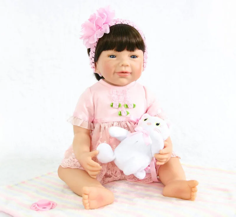 

55cm Full Body Silicone Reborn Baby Doll For Girls Vinyl Newborn Princess Babies Birthday Gift Child Bathe Toy Accompanying Doll