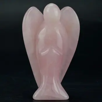 

3 Inch Natural Rose Quartz Angel Figurine for Home Decor Crystal Angel Healing Reiki Gift Craft Mascot Body Angel Figurines