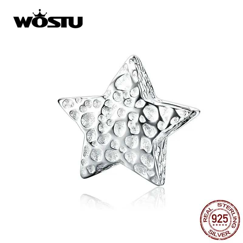 WOSTU Настоящее 925 пробы серебро Ослепительная Звезда Шарм Подходит браслет бусины браслет серебро 925 ювелирные изделия FIC1246