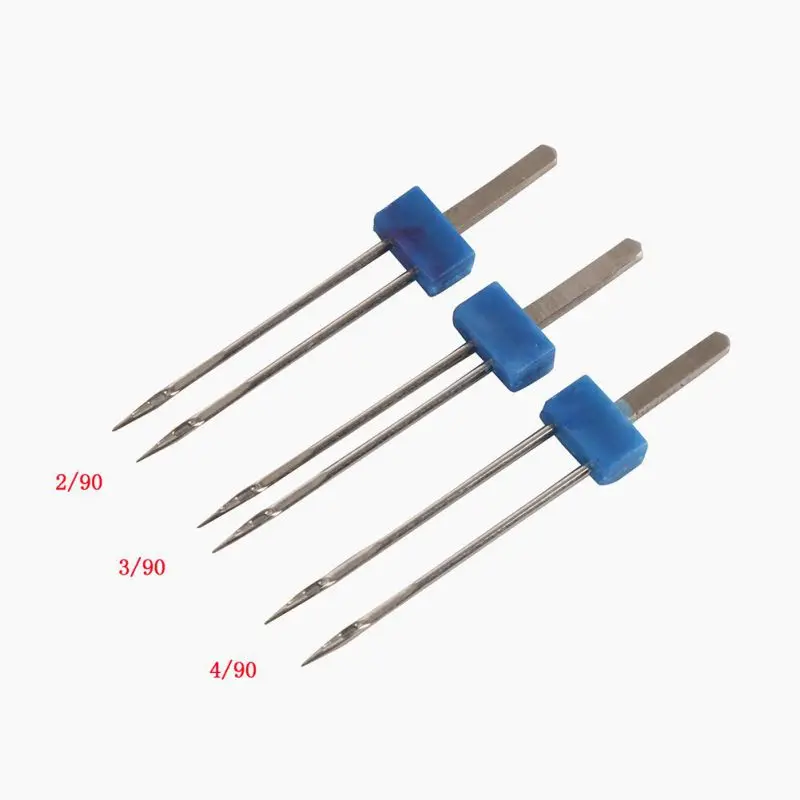 

3PCS/set Size 2.0/90-3.0/90-4.0/90 Steel Twin Double Needle Sewing Machine Needles Pins Cloth Decor Needlework Knitting NeedlesN