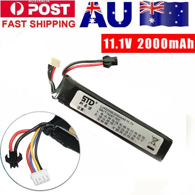 

Zhenduo 11.1V 2000mAh Lipo Battery for STD Gen6 M4 & Jinming Gen8 M4A1 Gel Blaster Toy