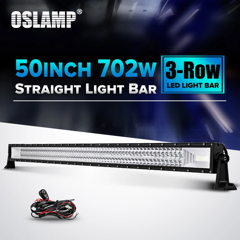 

Oslamp 50" Straight LED Light Bar 702W Triple Row Led Chips Auto Led Driving Light for SUV ATV PickUp Truck Work Led Bar 50 inch