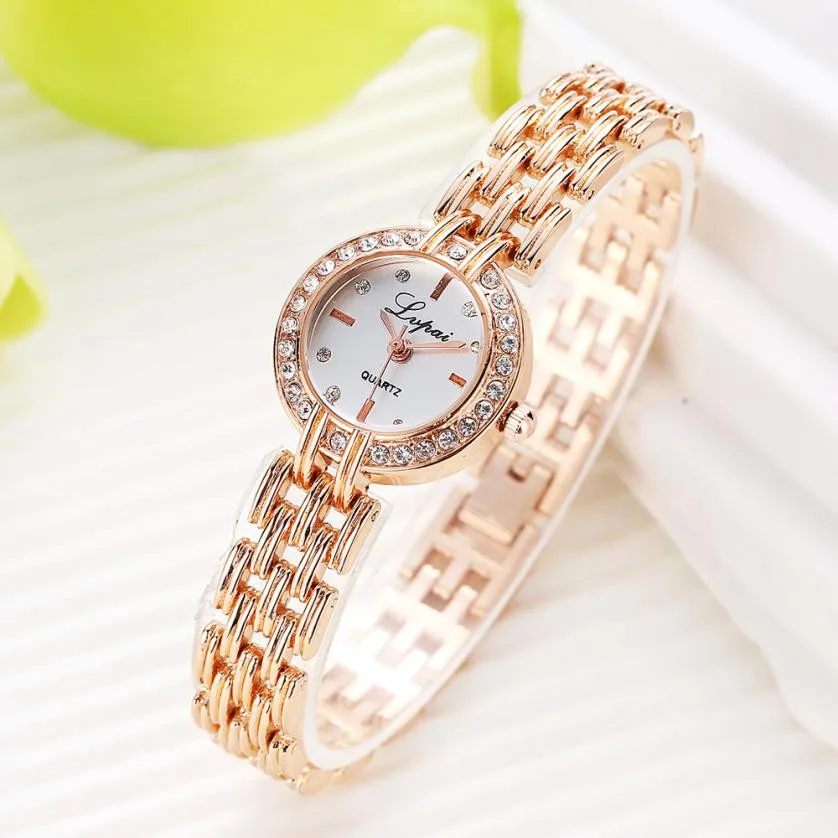 

LVPAI Luxury Stainless Steel Rhinestone Watches Women Fashion Small Dial Quartz Wrist Watch Lady Mesh Band Watch Womens Clock #N