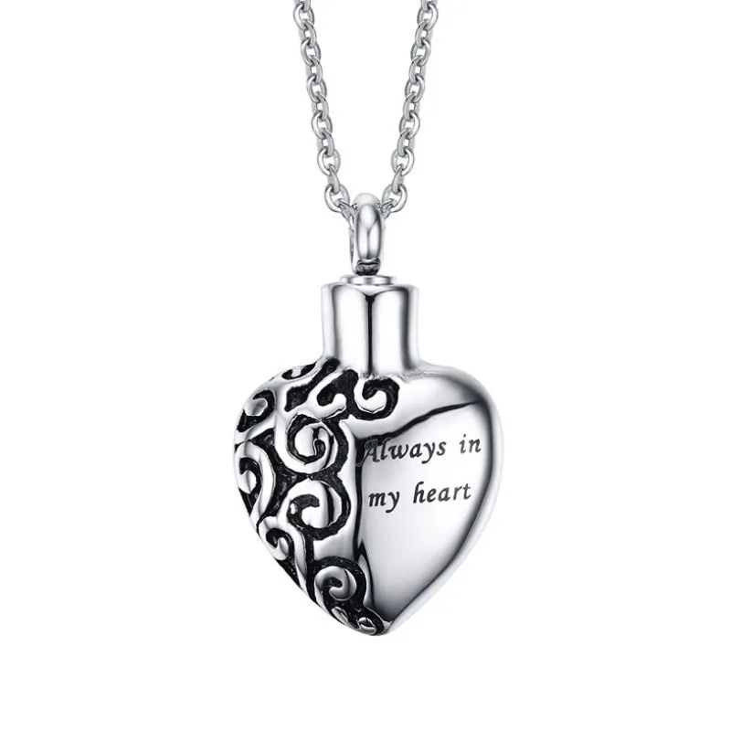 

Vintage pendant custom pendant titanium steel heart-shaped laser English perfume pendant accessories pendant