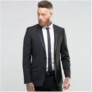 

Fashion 2 Piece Mens Suits Slim Fit Groom Tuxedos Groomsmen Wedding Party Dinner men latest coat pant designs black Man Suit
