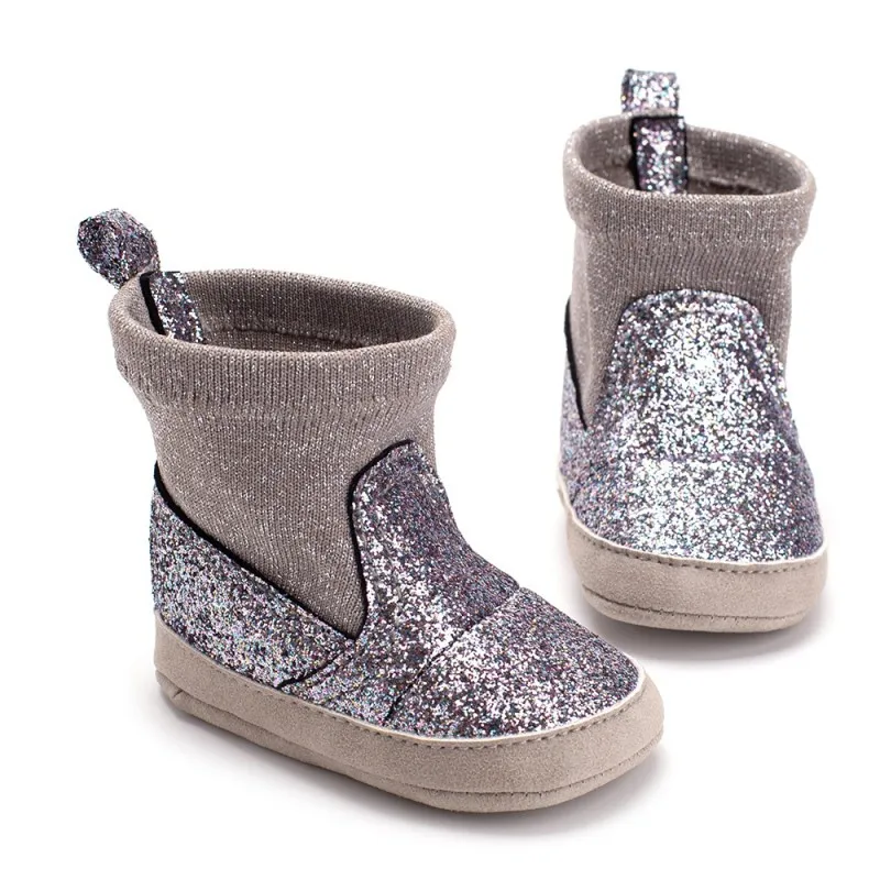 

Autumn Winter Baby Girl Child Warm Boots Fashion PU Leather Sequins Boots Casua Walkersborn Cute Non-slip Soft Soled Shoes Girls