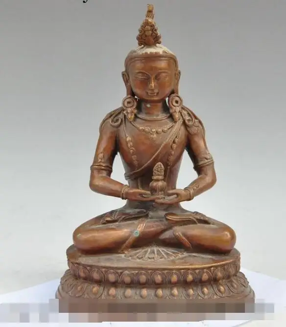 

song voge gem S6914 11"old tibet buddhism pure Purple bronze Vajra sakyamuni Tathagata buddha statue