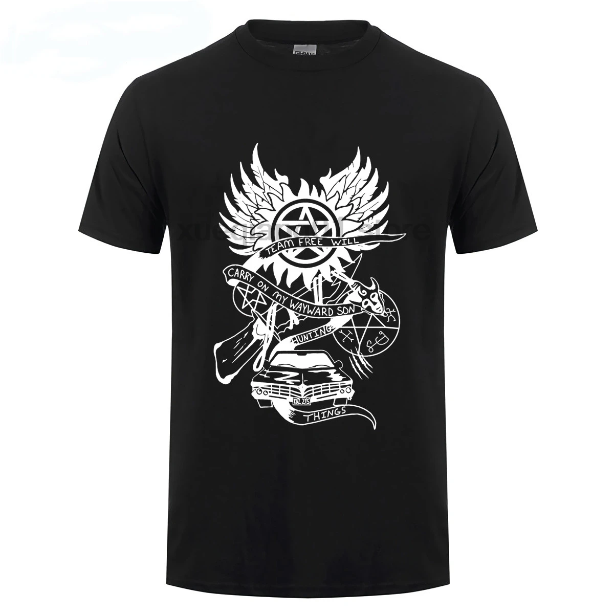 

Carry On My Wayward Son T Shirt Supernatural Men's Summer O Neck Team Tees Adult New Coming Big Tshirt Summer Dad Tee Shirts