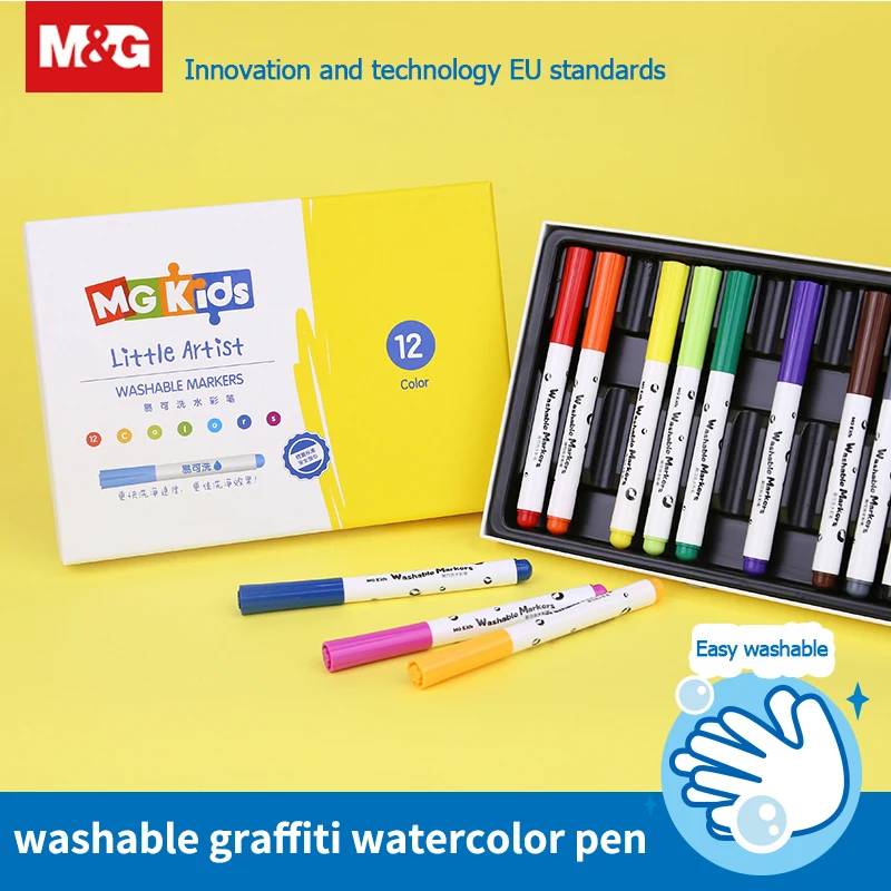 

Creative Washable Watercolor Pen 12 Colors Kids Non-toxic Graffiti Art Markers Painting Pen School Students Art Supplies ZCP2430