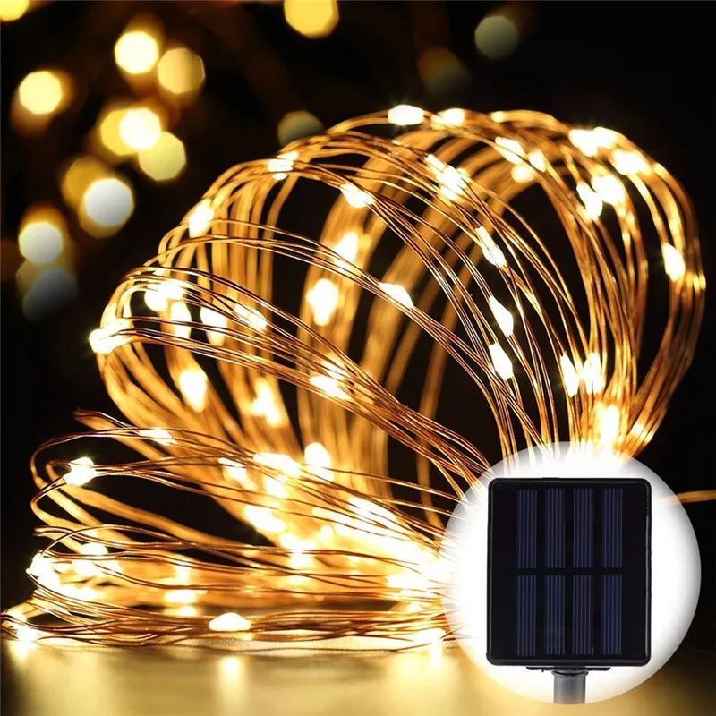 

Outdoor Solar LED Stringr ceiling lamp copper Wire Fairy String Light mode Garland Solar Decoration Light for Wedding Courtyard