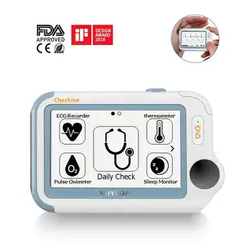 Checkme Pro Sleep Apnea Portable ECG Monitor, Home Use Vital Signs Monitor - FDA Cleared - EKG Holter Monitoring, Heart Rate