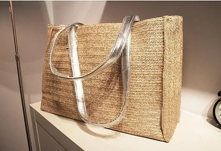Женская Соломенная Сумка тоут из ПУ кожи 1 шт.|straw beach bag|beach bagbig shoulder bag |