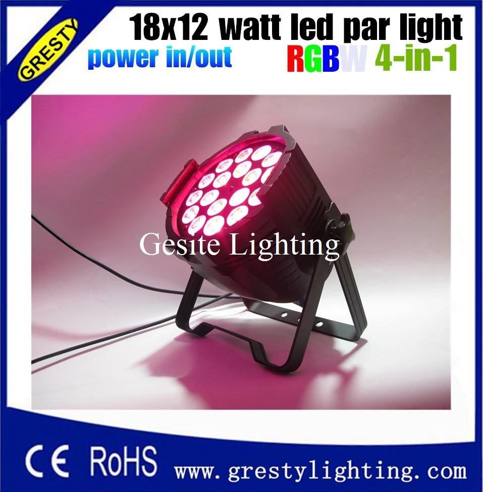 

6 pieces/lot LED par 18x12W RGBW 4in1 Quad or 18x12w RGBW 4in1 or 18x12w RGBWA Par64 led disco lighting st power in power out