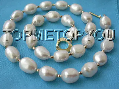 

Free Shipping>>new hot Stunning! Genuine 13mm white Baroque FW pearls necklace E705