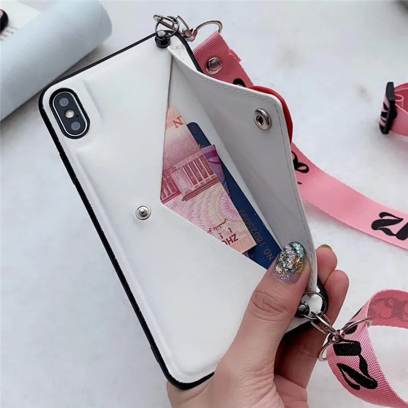 Модный милый кошелек с сердечками розового цвета с ремешком чехол для телефона для iPhone X XR XS MAX 8 7 6 6S Plus