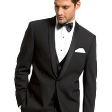 Модные Черные смокинги друзей жениха на одной пуговице мужские свадебные костюмы на выпускной(пиджак+ брюки+ жилет+ галстук) K: 79