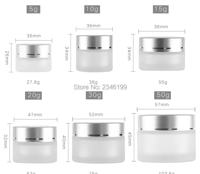Empty Glass Cream Jar 50g Brown Glass Cream Jar 5g Whit Frosted Glass Cosmetic Container 10g 20g Empty Cosmetic Packaging (2)