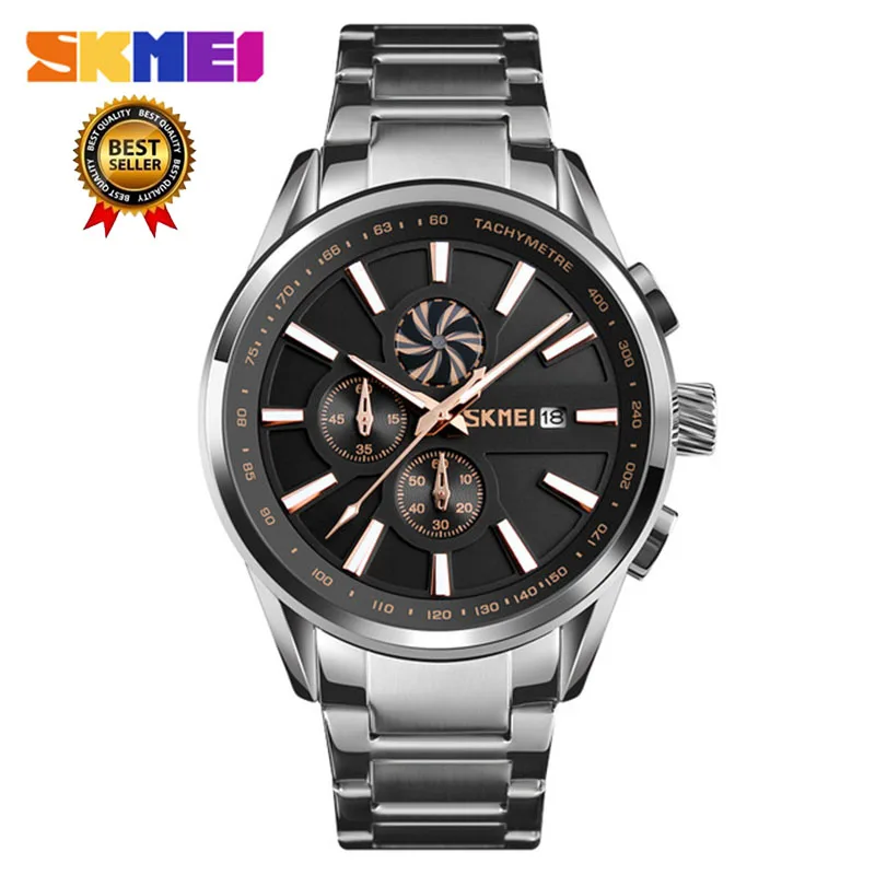 Лидер продаж Skmei для мужчин часы Элитный бренд модные часы для мужчин дисплей кварцевые наручные часы водостойкие часы relogio masculino 9175 - Цвет: rosegold