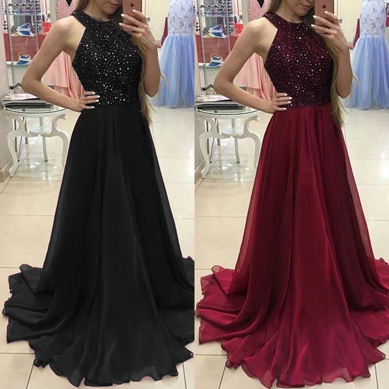 

Women Wedding Bridesmaid Long Maxi Dress Formal Party Prom Ball Gown Dress