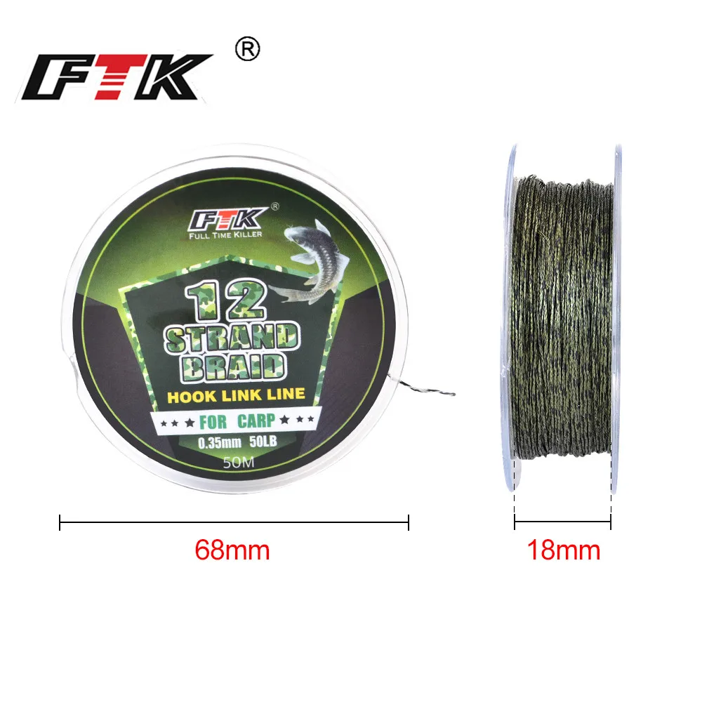 FTK 50M 12 Strands Multifilament Braided Fishing Line 30LB-50LB PE Fishing  Rope Supper Strong Saltwater Hook Link Line For Carp - AliExpress