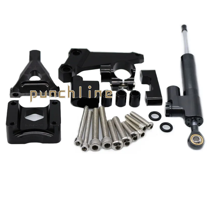 Для Kawasaki Z250 Z300 2013-2016 Motocrycle алюминиевая улица велосипед рулевой демпфер Монтажный комплект стабилизатора Регулируемый черный Для Kawasaki Z250 Z300 2013-2016 Motocrycle алюминиевая улица велосипед рулевой демпфер Монтажный комплект стабилизатора Регулируемый черный