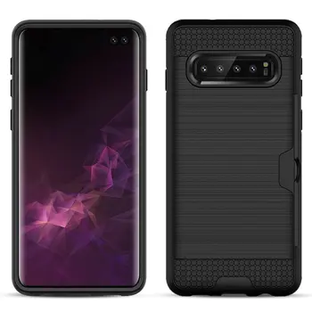 

30pcs/lot For Samsung Galaxy S10 S10 Plus Brushed Armour TPU+PC Detachable Hard Cover with Card Slot For Galaxy S10E S10 Lite