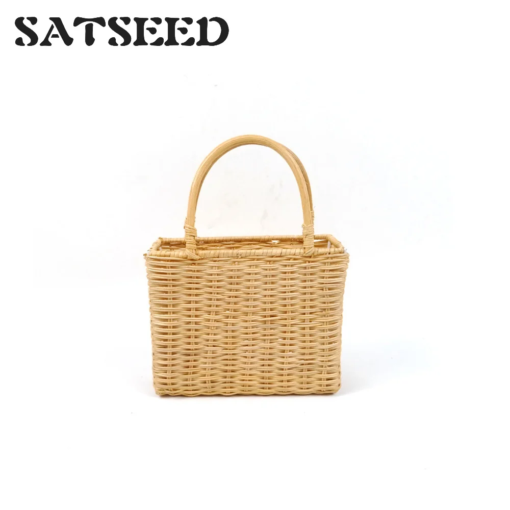

Fashionable Beautiful Wicker Bag Wicker Woven Handbag Large Capacity Shopping Basket Wicker Handbag Handbag Beach Bag