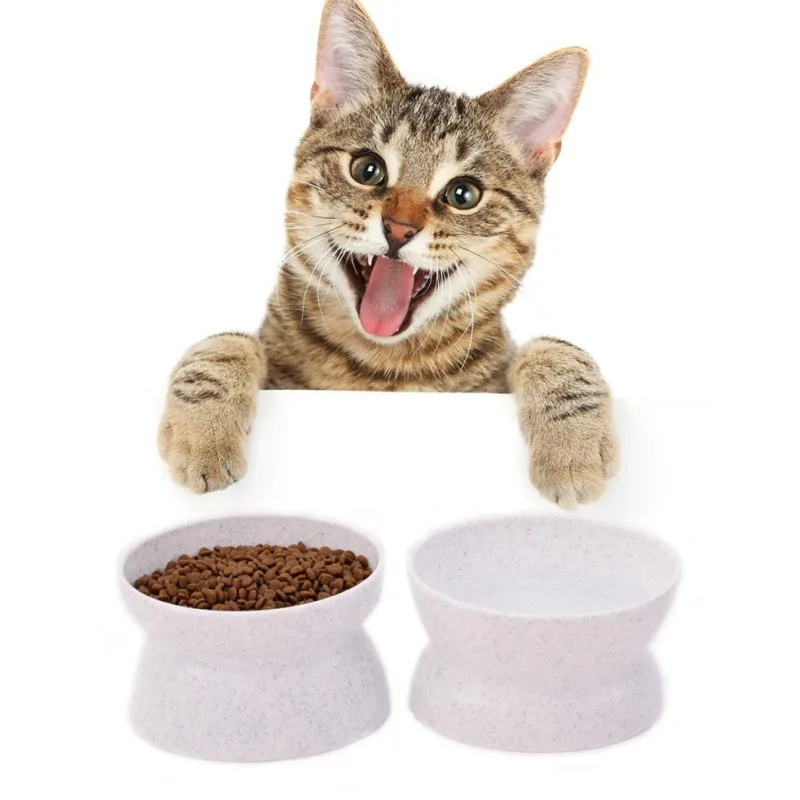 Кошка двойного назначения противоскольжения воды еда пластик чаша доступны Верхняя и нижняя собака и кормушка для кошек чаши