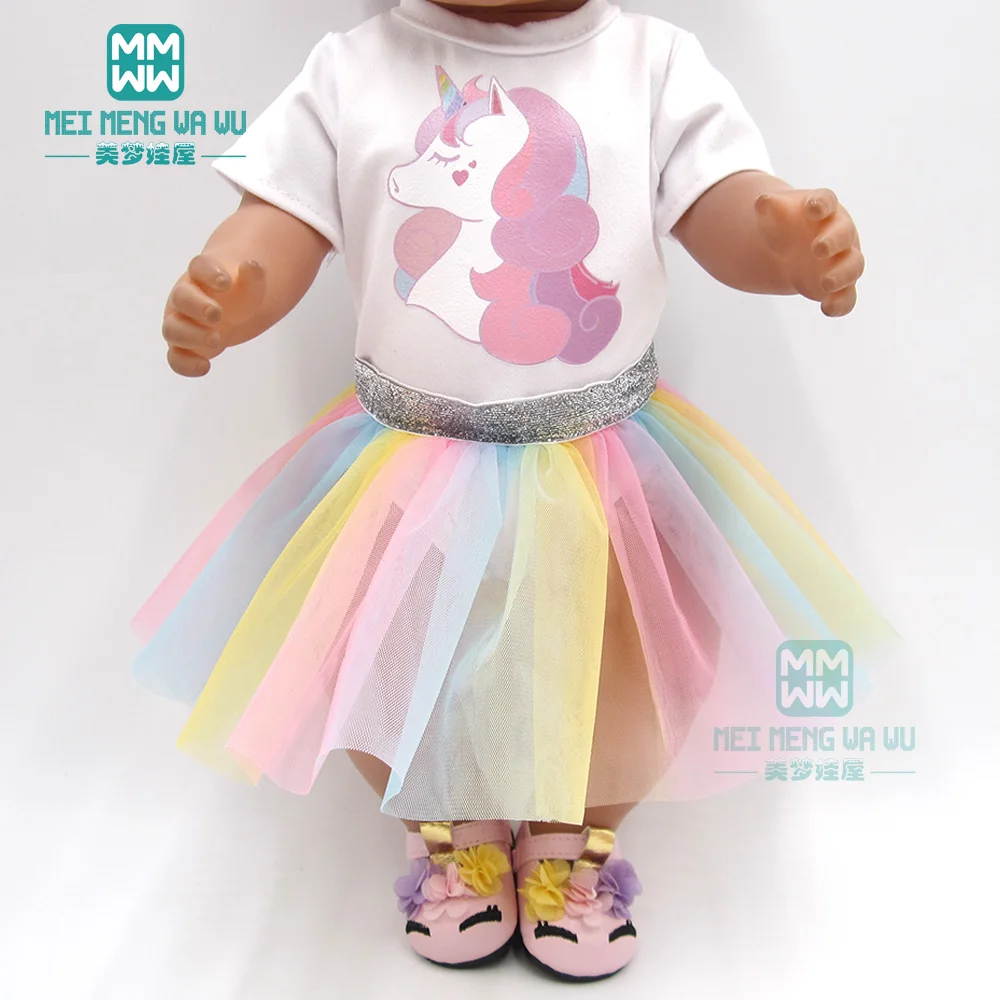 

Fashion doll clothes for 43cm new born doll and american doll unicorn princess girl dress
