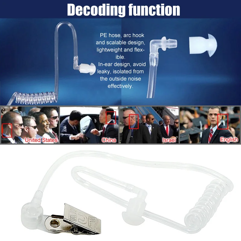 Air Acoustic Tube Mic Speaker Earpiece For Kenwood Baofeng Walkie Talkie 3