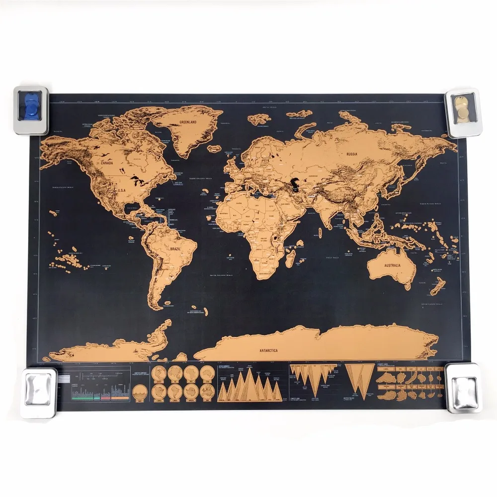 

drop shipping high quality sctarch off Deluxe Map Personalized World map Mini for travel for home decoration poster