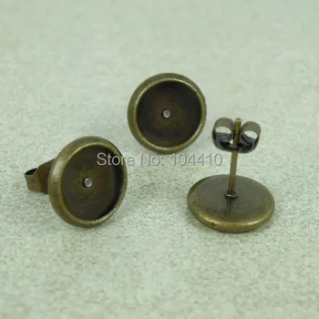 

Blank Stud Earrings with Stopper Backs Settings Round Smooth Bezel Resin Cabochons Bases Metal Earrings Post DIY Findings