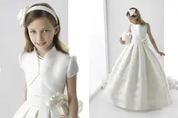 Белое платье для первого причастия, элегантное платье с цветочным узором для девочек, коллекция 2015 года, модные пышные платья для девочек
