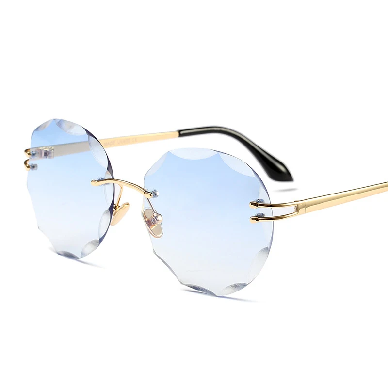 

Rimless Sun glasses for women 2017 Gradient Cutting rimless sunglasses woman sun glasses Unique frames clear lens Sun glasses