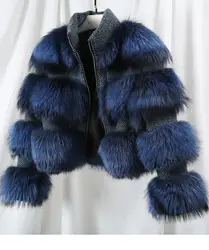 Зимняя куртка для женщин бренд 2019 парка натуральный мех пальто енота меховой воротник шерстяной Куртка бомбер корейский уличная синий
