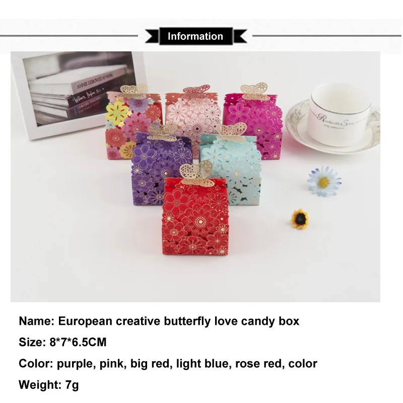 10Pcs Paper Candy Box Hollow Butterfly DeSIGN European Style Gift Boxes Wedding Favors Cute Personality Chocolate Box