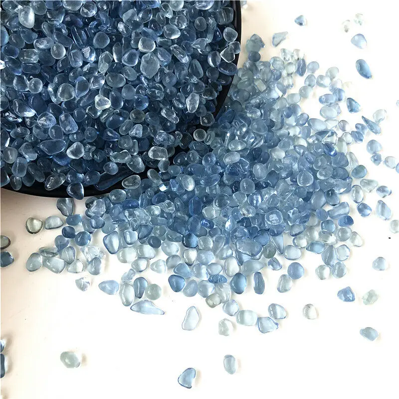

50g K5 Light Blue Glass Gravel Stone Sky Blue Colored Glaze Rock Aquarium Fish Tank Home Decoration Beautiful Stones