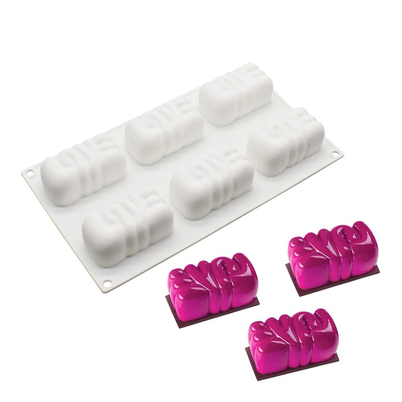 DINIWELL 6 полостей 3D письмо силиконовая форма для торта для Мусса посуда для выпечки Мыло ручной работы жаропрочная посуда для десерта сковорода украшения инструменты