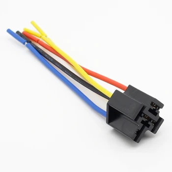 

1 Pcs Car copper bold 5 plug 5-pin 12cm Line length 6.3MM terminal relay base socket plug Bakelite relay base seat