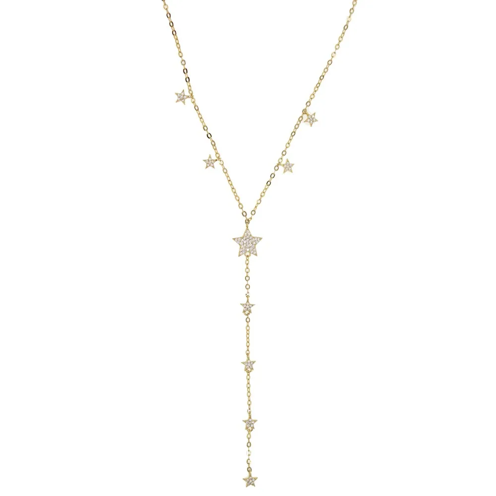 Sdzstone, Модные женские ювелирные изделия, Золотая Звезда серебряного цвета, ожерелье с подвеской, Y ожерелье, s цепочка, ожерелье для женщин 41+ 5 см