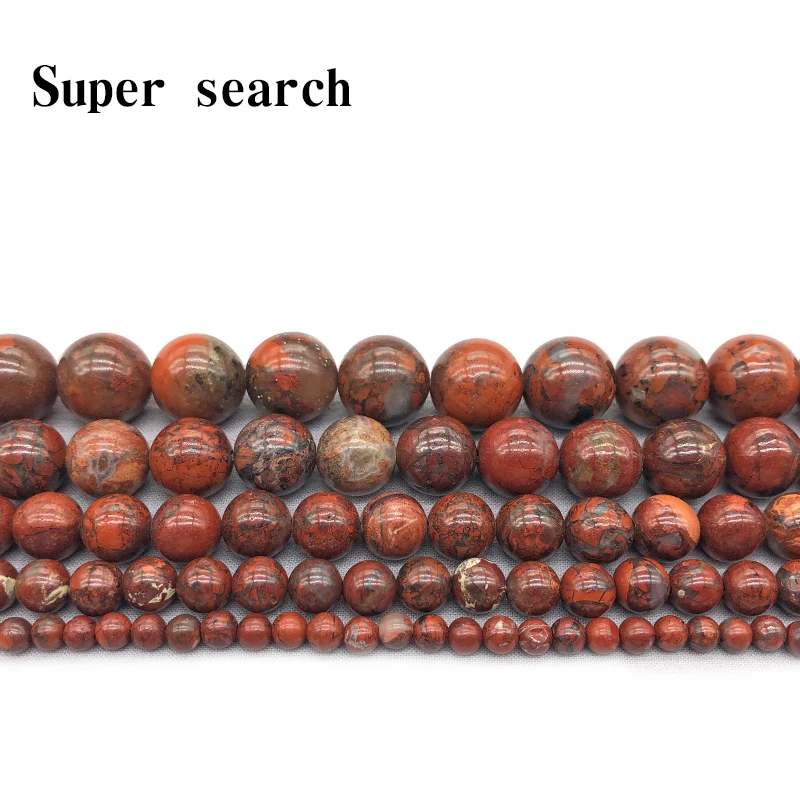 

Natural Stone Red Brecciated Jaspers Round Beads 15" Strand 4 6 8 10 12MM Pick Size For Jewelry Making