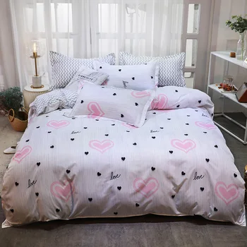 

White pink Bedding Sets love Bedclothes twin full queen king princess Quilt Cover bed Flat Sheet Pillow Cases girls duvet cover