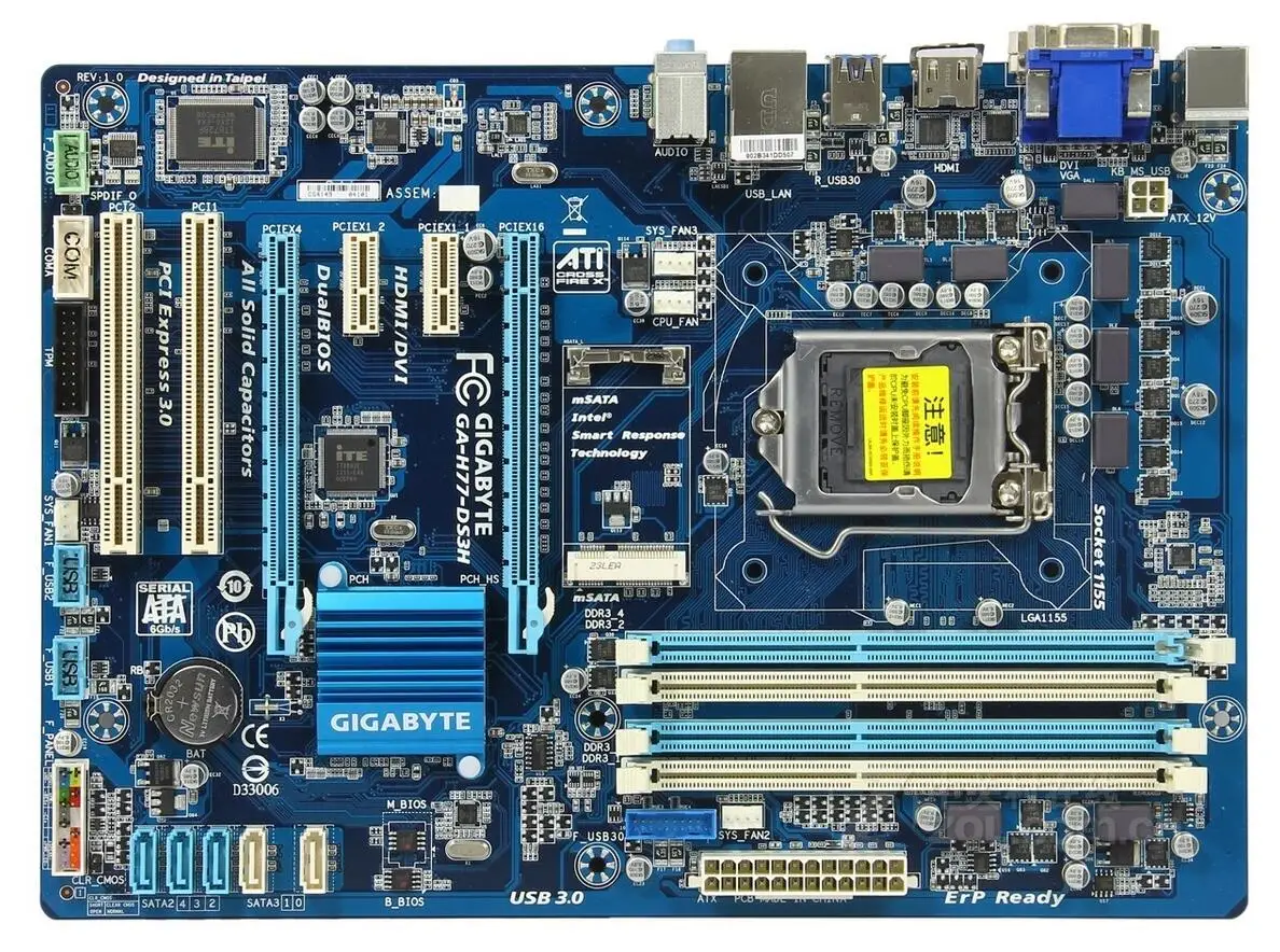 

Gigabyte GA-H77-DS3H H77-DS3H 1155 motherboard supports USB3 SATA3 used 90%new