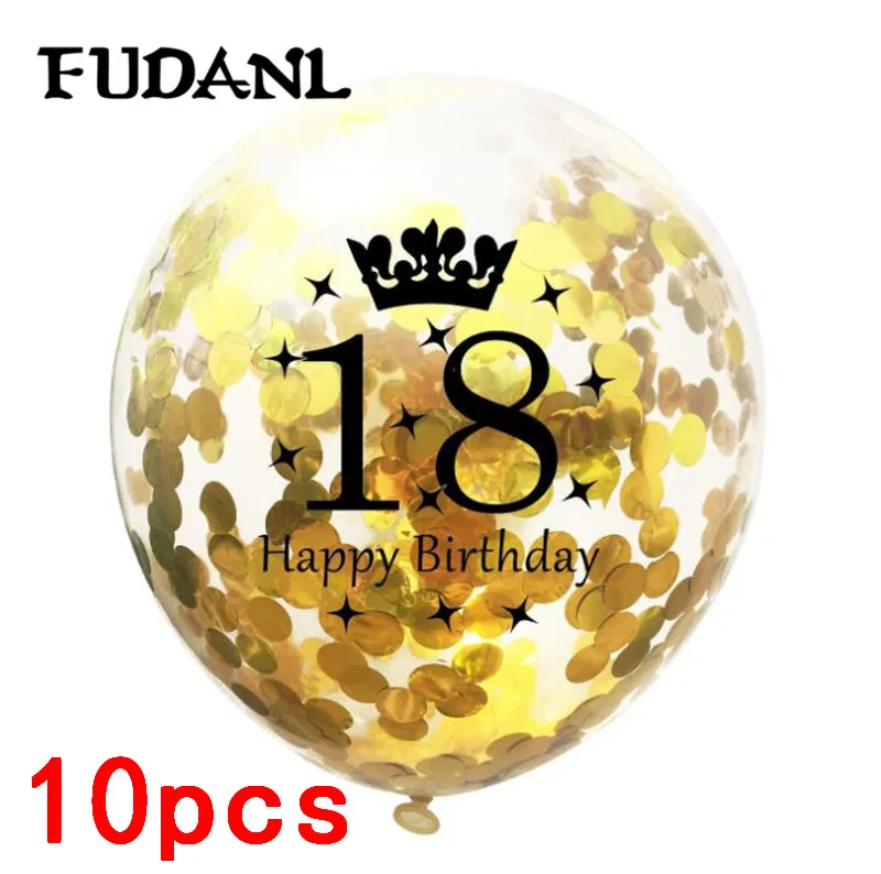 12 дюймов розовое золото конфетти воздушные шары 18 21 30 40 50 юбилей шарик для дня рождения вечерние украшения для взрослых Свадебный декор - Цвет: 18Th