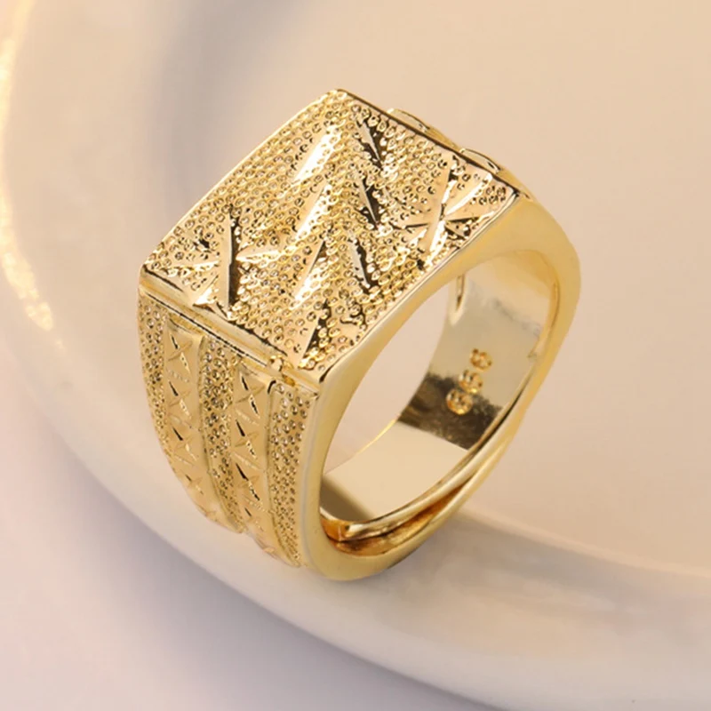 Золотое мужское кольцо на палец, мужские ювелирные изделия, роскошные мужские кольца, матовые, открытые, регулируемые, размер кольца