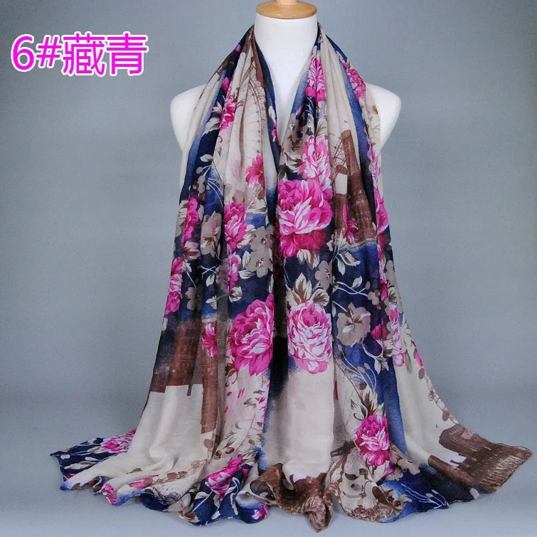 Высококачественный шарф из вискозы с принтом, большой размер, длинный шаль, шаль, обертывания, глушитель, мусульманский Цветочный платок, шарфы, геометрический плед, Пашмина