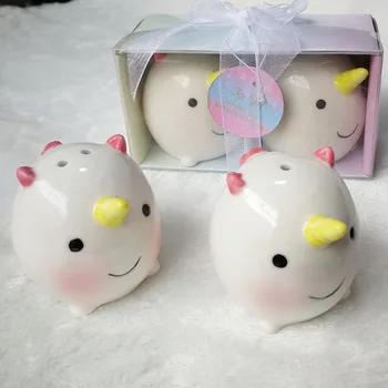 

100pcs(50sets)/lot Ceramic Unicorn Salt and Pepper Shakers Wedding and baby Shower Favors and Gifts
