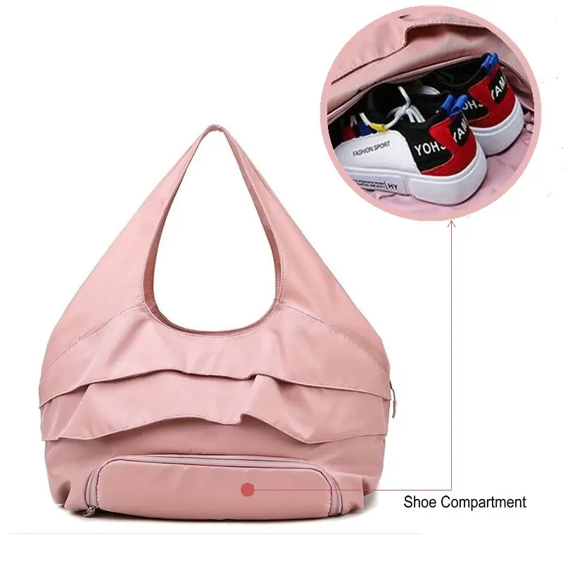 Женские розовые сумки для йоги с карманом для обуви, водонепроницаемые дорожные спортивные сумки для спортзала, легкая фитнес-тренировочная сумка на плечо, Tas Sac De Sport