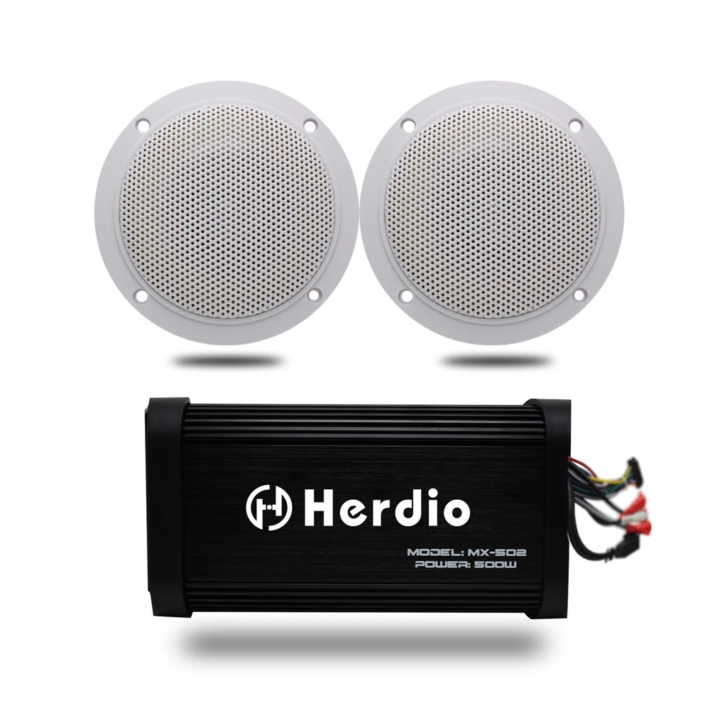 

Motorcycle Marine Bluetooth Audio Amplifier 4 Channel 500Watts Boat USB MP3 Stereo system For Car Boat ATV UTV Motorcycle